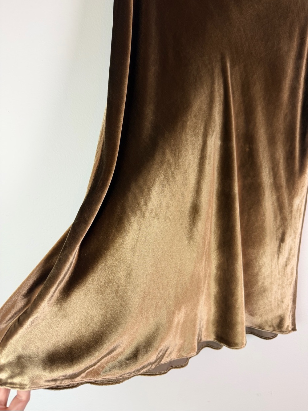 Vince Velvet Silk Blend Slip Skirt in Gold Shadow Brown Size M - Picture 5 of 12